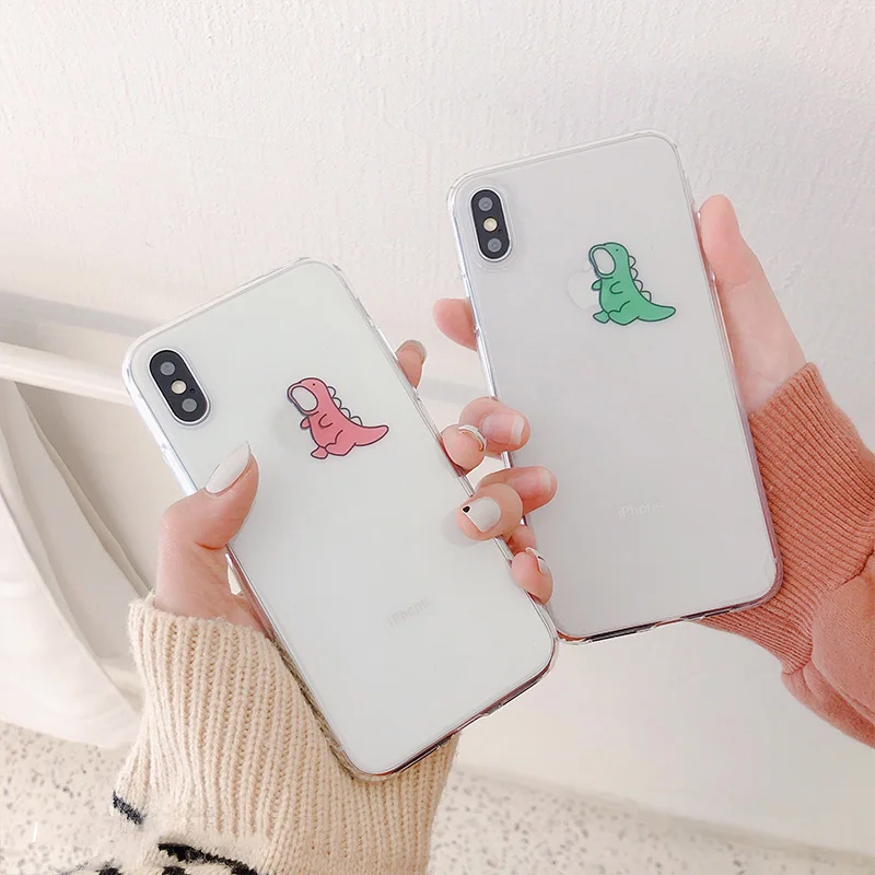 lovely baby dinosaur clear TPU phone Cases For iphone XS Max X XR for 6 6s 7 8 plus soft back cover |