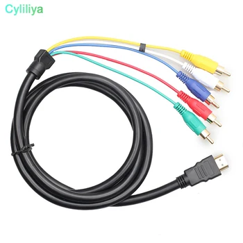 

1.5M Hdmi Male TO 3 RCA 3RCA 5 RCA 5RCA AV Video Component Convert Cable Cord Adapter For DVD HDTV STB 1080P 250pcs