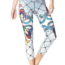 Женские разноцветные леггинсы для фитнеса с принтом, быстросохнущие леггинсы с высокой талией до середины икры, женские брюки, ropa mujer