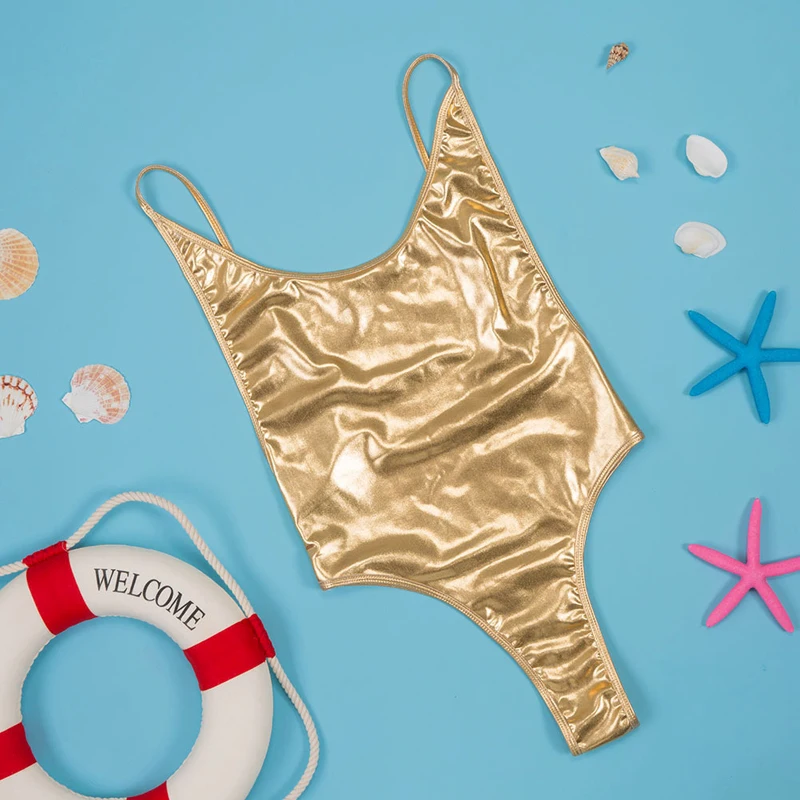 Купальник BFUSTYLE женский золотой с открытой спинкой|swimwear swimming|swimsuit swimmingswimsuit for women |