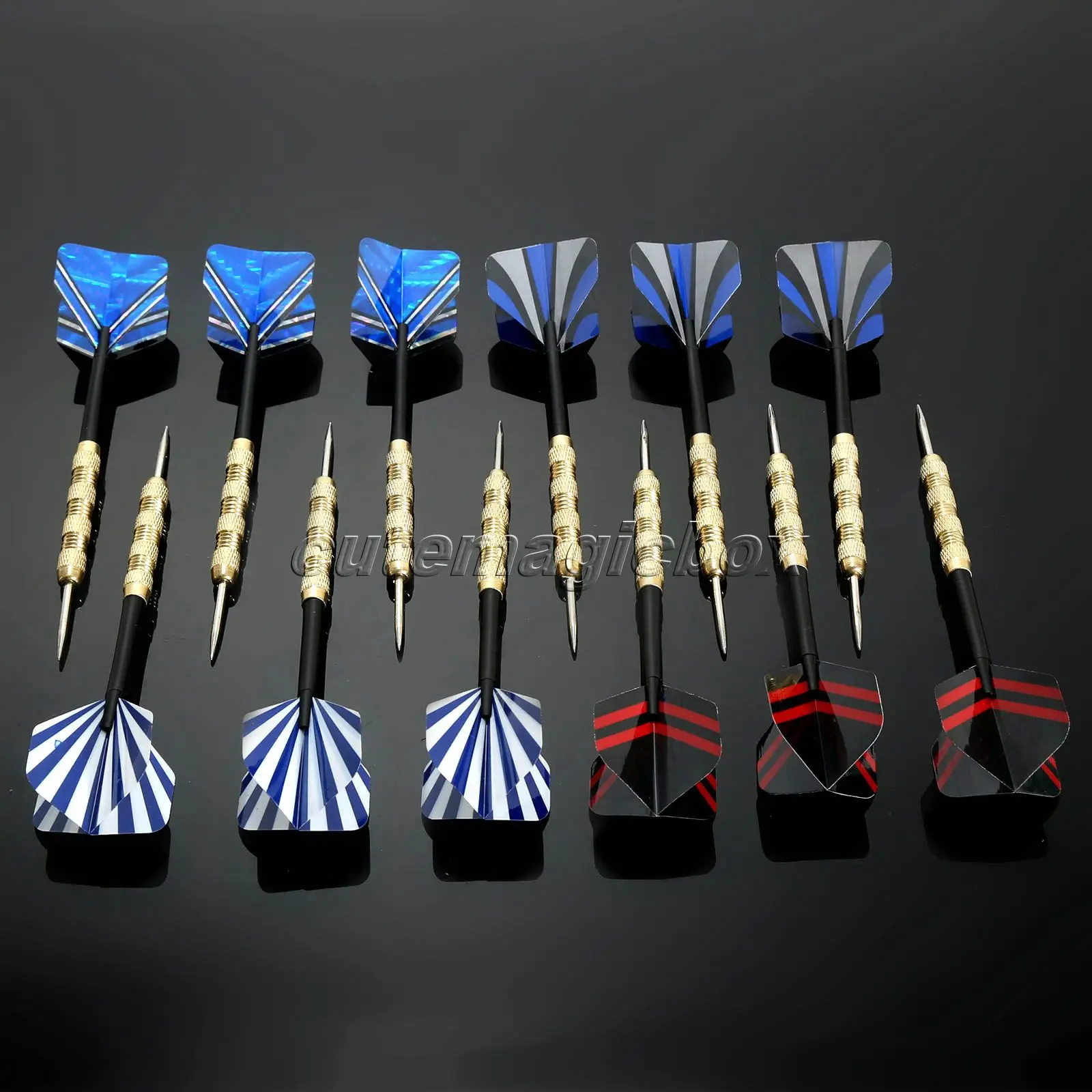 

4 Sets (12 Pcs) Professional 14g Steel Needle Tip Dart Set With Plastic Shafts & Iron Plated Brass Barrel & Nice Darts Flights