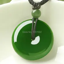Натуральный зеленый Хотан Jade Jasper Пряжка мира благоприятный благословение счастливые подвески+ ожерелье сертификат влюбленных ювелирных изделий