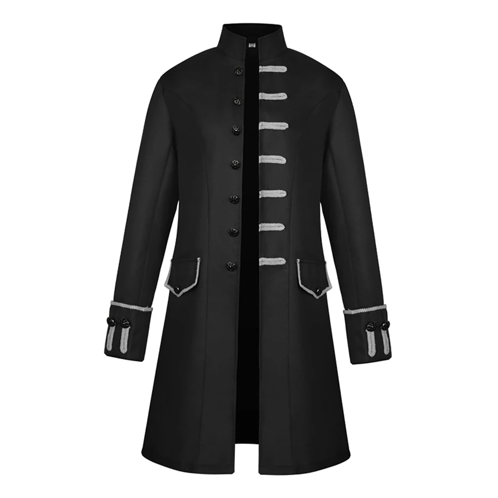 Men's Victorian Frock Coat Gothic Steampunk Jacket Vintage Tailcoat Cosplay Drama Playing Costume Overcoat