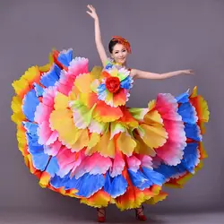Для женщин Костюмы для фламенко Юбки для женщин современные платье для танцев расширения платье современный танец одежда для сцены
