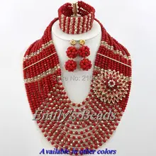 12 Rows African Beads Jewelry Set Fashion Nigerian Bridal Necklace Jewelry Set Crystal Beads Jewelry Set Free Shipping AJS511