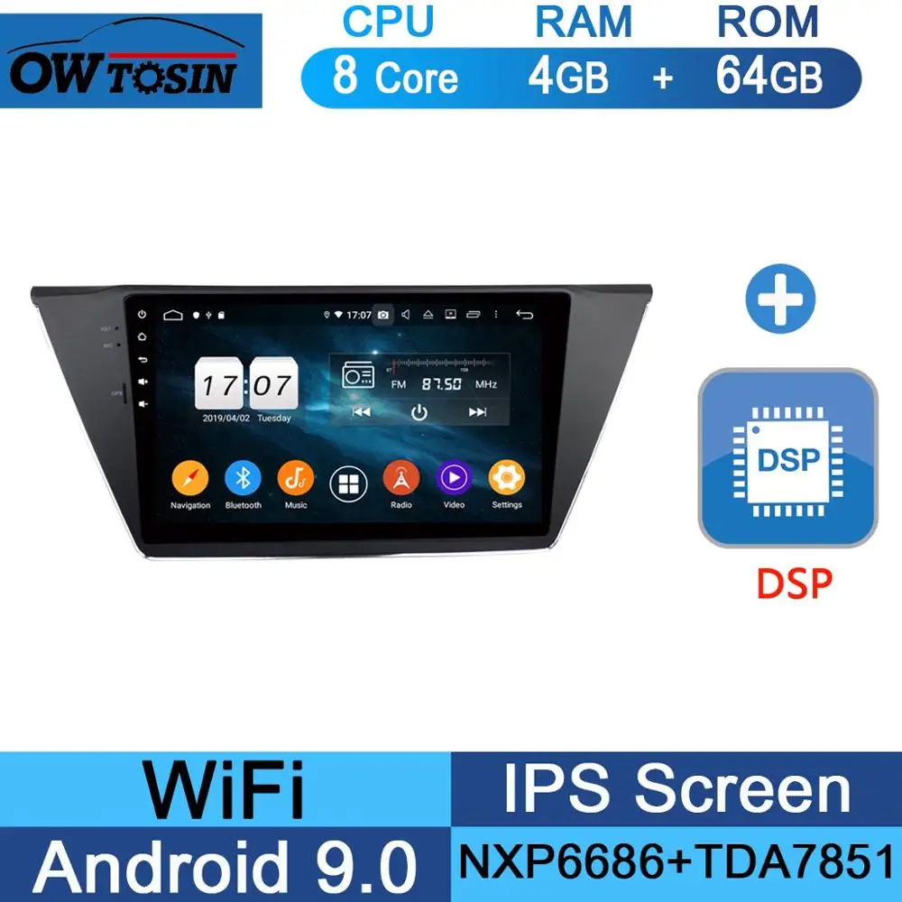 10," ips 8 Core Android 9,0 4G ram+ 64G rom автомобильный проигрыватель с радио и GPS для Volkswagen VW Touran DSP CarPlay Parrot BT - Цвет: 64G DSP