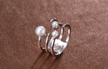 

DYY+++430 Jun Ya 3-6mm full of strong bright freshwater pearl ring