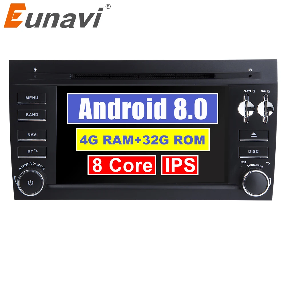 

Eunavi Pure 2 Din Android 8.0 Car DVD player for Porsche Cayenne 2003 2004 2005 2006 2007 2008 2009 2010 Bluetooth GPS Radio USB