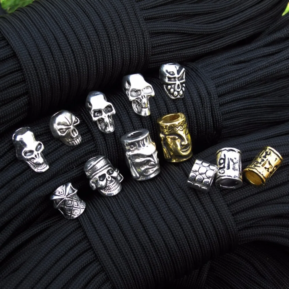 

5Pcs/Lot Paracord Beads Metal Charms Skull For Paracord Bracelet Accessories Survival,DIY Pendant Buckle for Knife Lanyards