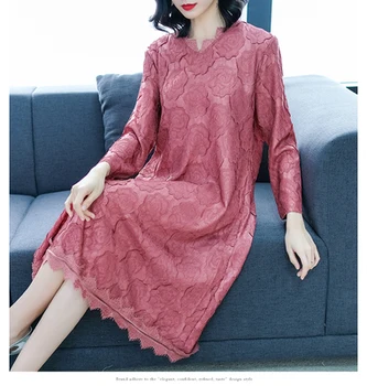 

FREE SHIPPING spring and summer miyake pleated one-piece dress medium-long v-neck three quarter Spell lace dress IN STOCK