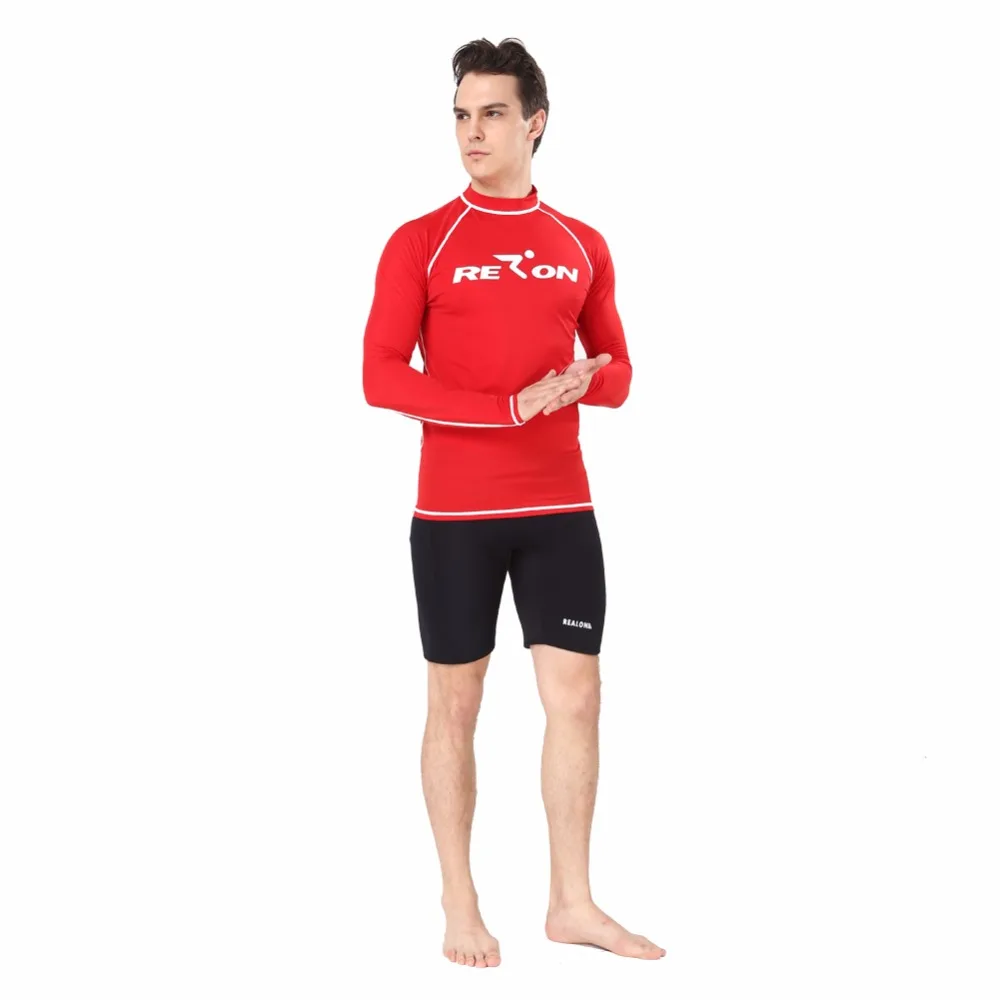 REALON Rashguard мужские и женские купальники с длинными рукавами Топ UPF 50+ Xspan с короткими рукавами Солнцезащитная рубашка кайтсерфинга купальник для дайвинга