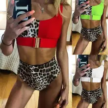 Swimwear Women Push Up Swimsuit Woman Bikini Padded Women’s 2019 Pass High Waist Leopard Polyester Patchwork Bikini 2019