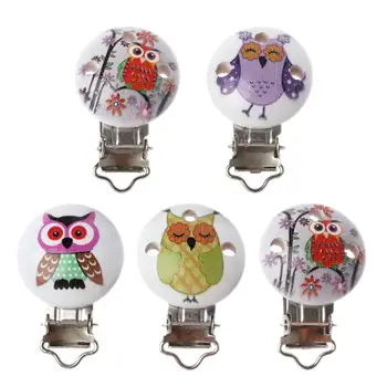 

5pcs Pacifier Clip Cute Animal Baby Nipple Soother Holder Wooden Clasps Newborn