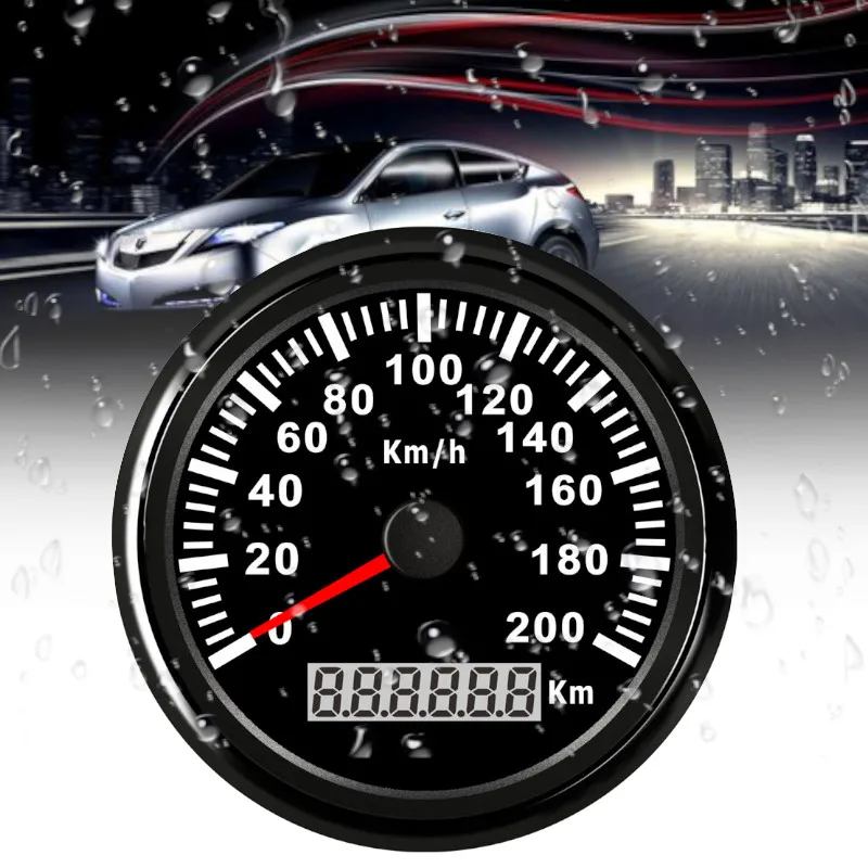 

85mm Car Digital GPS Speedometer 120kmh/200 kmh Waterproof IP67 Red LED Speed Gauge for Motorcycle Marine Yacht Car 9~32V