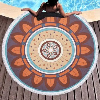 

National style Beach towel swimming Bath Towel Round Microfiber Beach Towels for Living Room Home Decor Yoga Blanket cover up