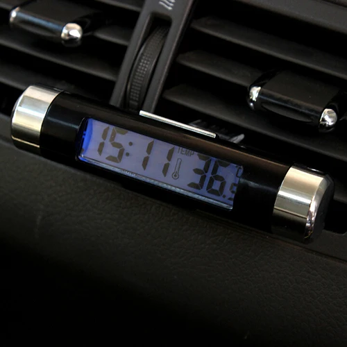 Горячее предложение! клип-на ЖК-дисплей Автомобильный термометр автомобильные цифровые часы электронная подсветка дисплей настольные часы