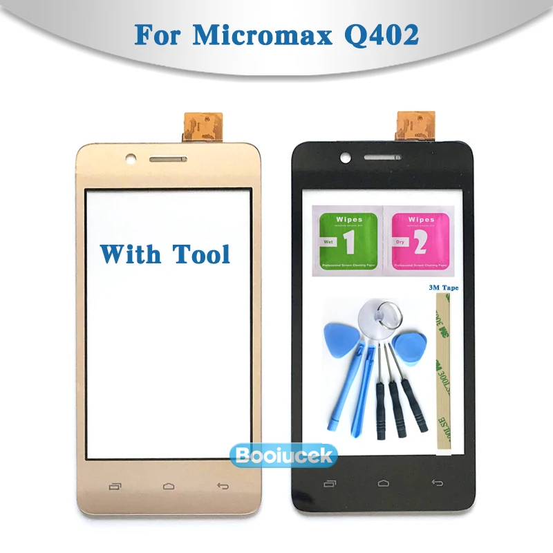 

High Quality 4.0" For Micromax Bolt Q402 Touch Screen Digitizer Sensor Outer Glass Lens Panel Black gold