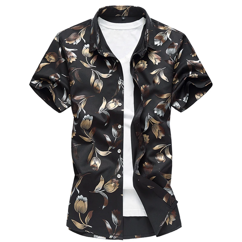 2018 New Brand Men Shirts Short Sleeve Hawaiian Casual Floral Shirts For Men Slim Fit Plus Size M-7XL Fashion Print Summer Style
