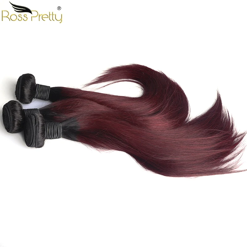 Ross Pretty hair bundles ombre color 1b 99j 3pcs 100% human hair weaving