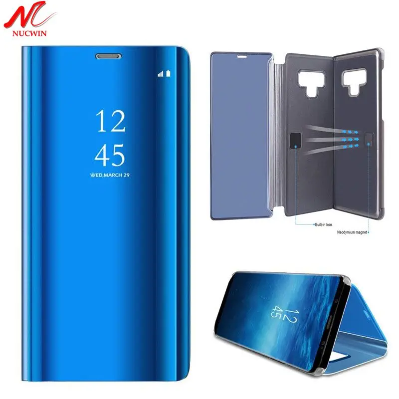 NUCWIN Luxury Clear View Mirror Case for Samsung Galaxy Note 9 Smart Leather Flip Stand 360 Full Phone Note9 Bag | Мобильные