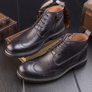

Leather retro Brock high-top shoes men's England short boots tooling boots Men Boots