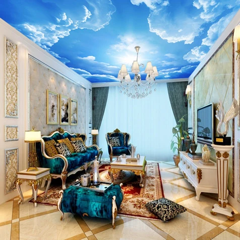 

3d Wall Ceiling Murals Wallpaper with Cloud and Blue Sky for Living Room Bedroom Hall 3d Ceiling Murals 3d Wall Stickers