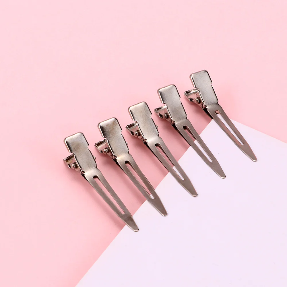 

50pcs Silver Flat Base Duck Mouth Metal Ultrathin Hair Clips Salon Hairdressing Hairstyling Cutting Partition Steady Hair Access