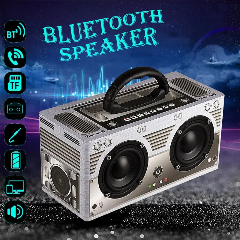 NiUB5 W09 Ретро Классический Bluetooth динамик беспроводной портативный высокомощный сабвуфер 20 Вт динамик 3000 мАч TF AUX FM радио динамик