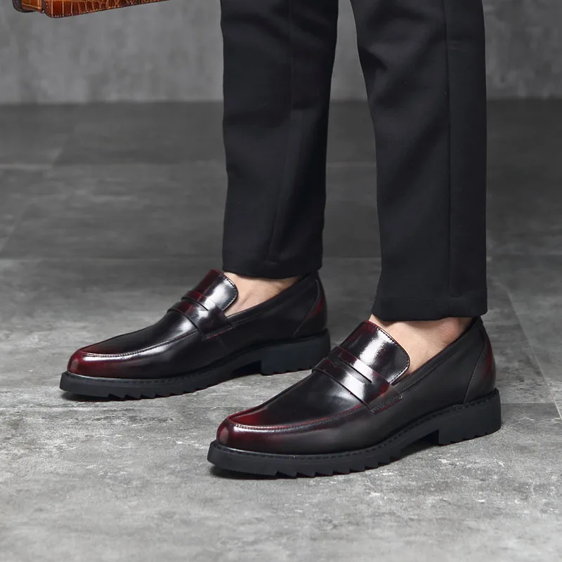 Yomior/Модные Мужские модельные кожаные туфли с острым носком; повседневные деловые туфли-оксфорды в английском стиле; черные туфли для вечеринки и свадьбы