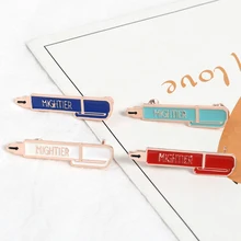 4 цвета ручка булавка металлическая мягкая эмаль канцелярские письма цитаты Нагрудный значок на булавке рюкзак джинсовые куртки броши для ...(China)