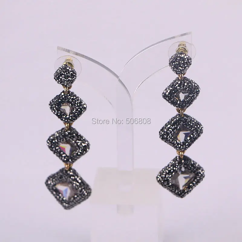 Серьги подвески женские с квадратными камнями 3 пары|tassel dangle earring|dangle earringsearring charms