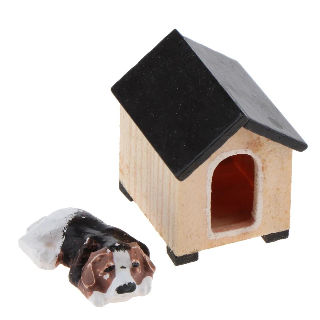 Miniatures Dollhouse Dog Kennel for 1//12 Dollhouse Garden Decoration Accessory