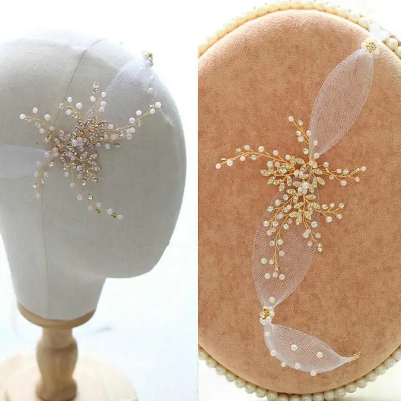 

Bridal Hair Accessories Women Delicate Pearl Crystal Flower Headpiece Bridal Wedding Headband
