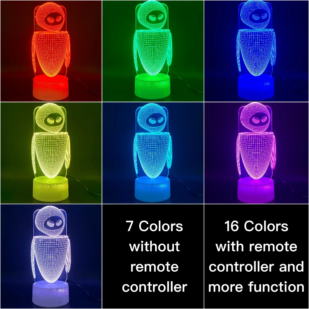 Светодиодный ночник фильм стена E 2 робот Eva рисунок 3d лампа Lampara украшение дома подарок на день рождения для детей Новинка огни