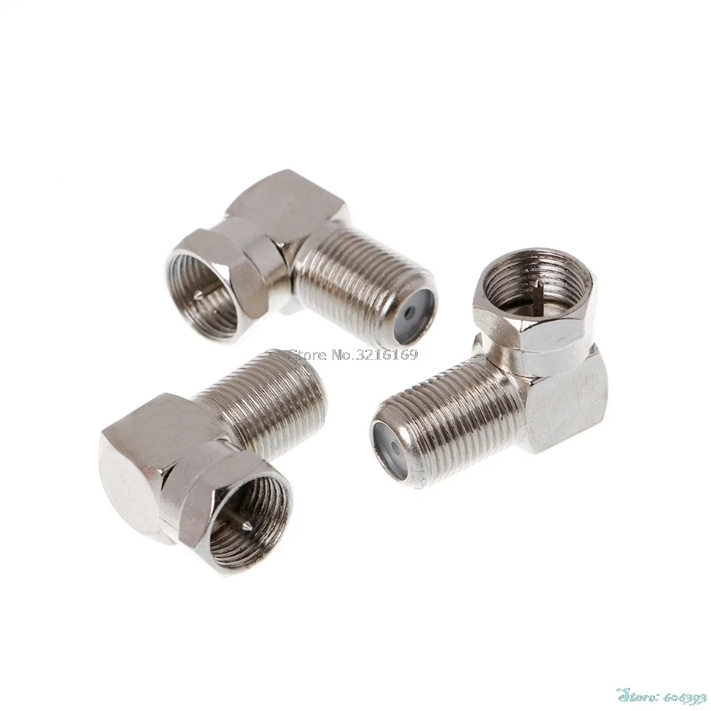 

For 3Pcs/Set Copper F Male Plug to F Female Jack Right Angle Adapter 90 Degree Coax TV Promotion