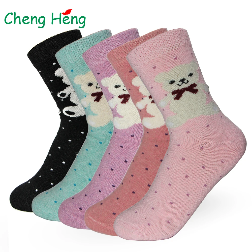 

Rabbit Wool Women's Warm Socks Autumn Winter Comfortable Business Casual Classic Female Lovely Sweet Big Bear Pattern Meias Sock