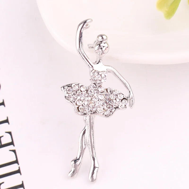 

TODOX Brooch Fashion Women cute Cartoon crystal with exquisite dancing girl ballerina pins hot sale style party Gift