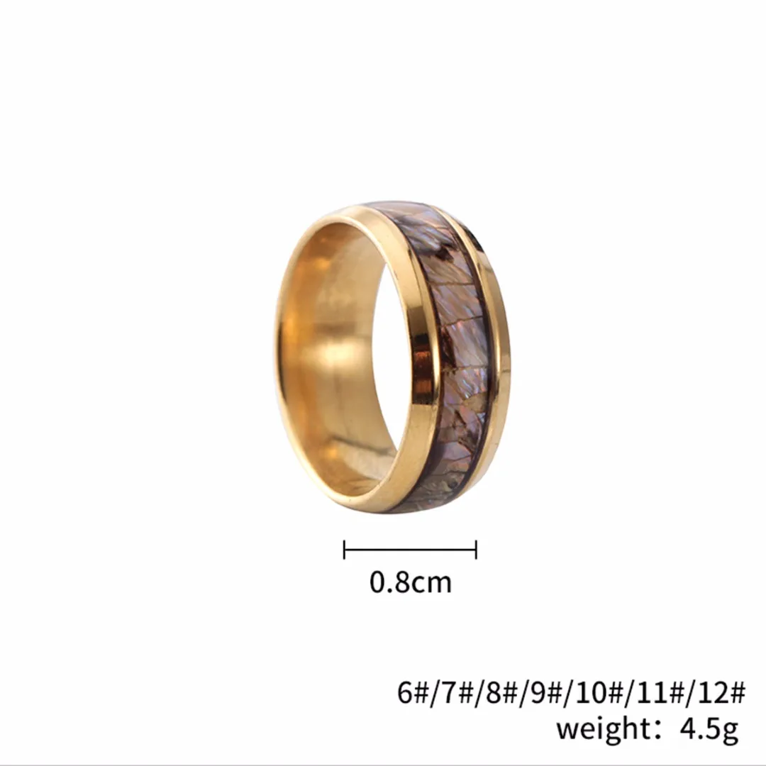 Shellhard Abalone Shell Stainless Steel Finger Rings Wedding Bands for Men Women Comfort Fit  Size 6-12 Lovers Couple's Ring