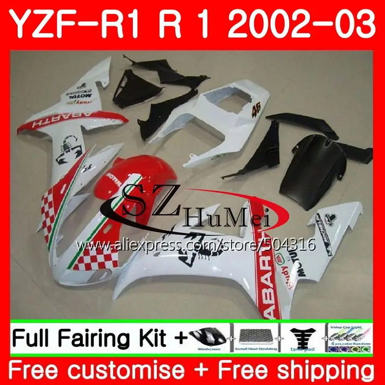Корпус для YAMAHA YZF 1000 YZFR1 02 03 YZF-1000 кузов 73SH10 YZF R 1 Скорпион Красный YZF R1 02 03 YZF1000 YZF-R1 2002 2003 обтекателя - Цвет: No.  1