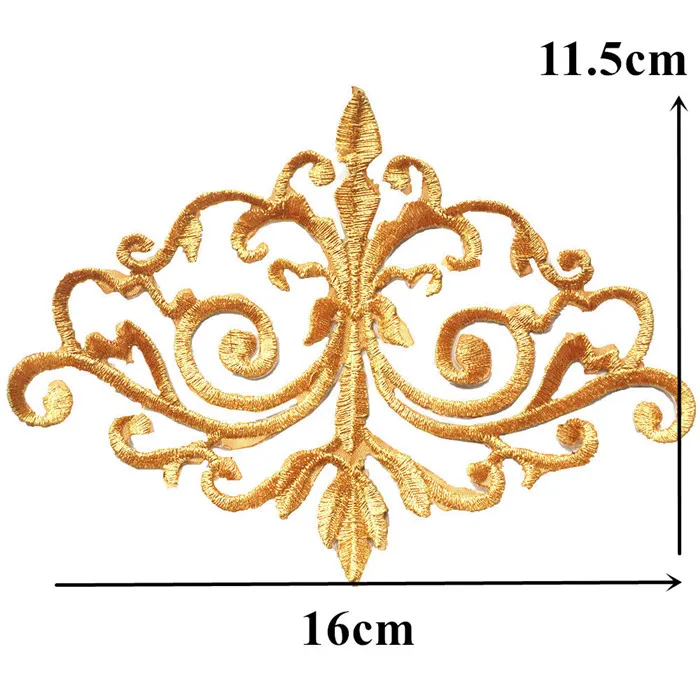 Железные на патчи цвета: золотистый, серебристый цветочным узором с аппликацией в виде эмблемы с вышивкой полые этнические обычаи для одежды платье для рукоделия - Цвет: Gold