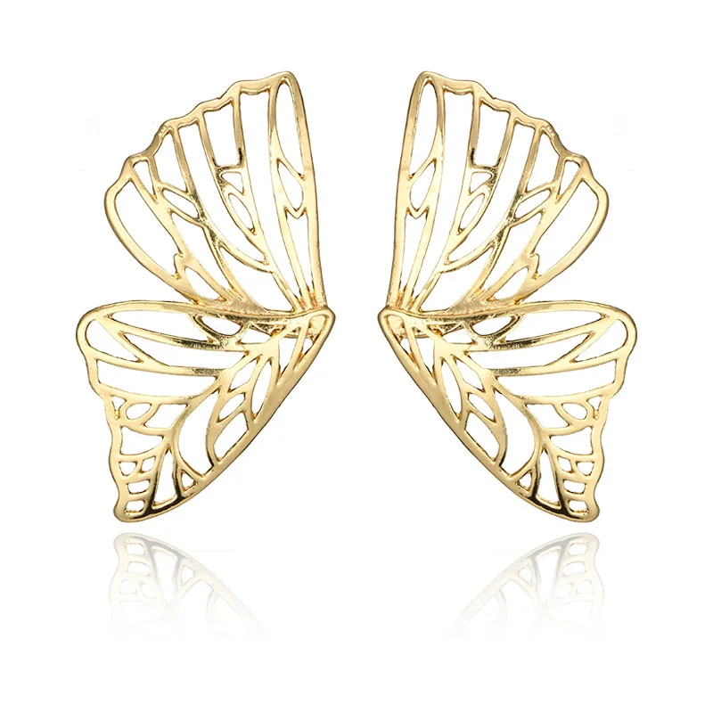 

2019 New Trendy Hollow Butterfly Stud Earring for Women Metal Large Pendant Earring Statement party Jewelry YY807