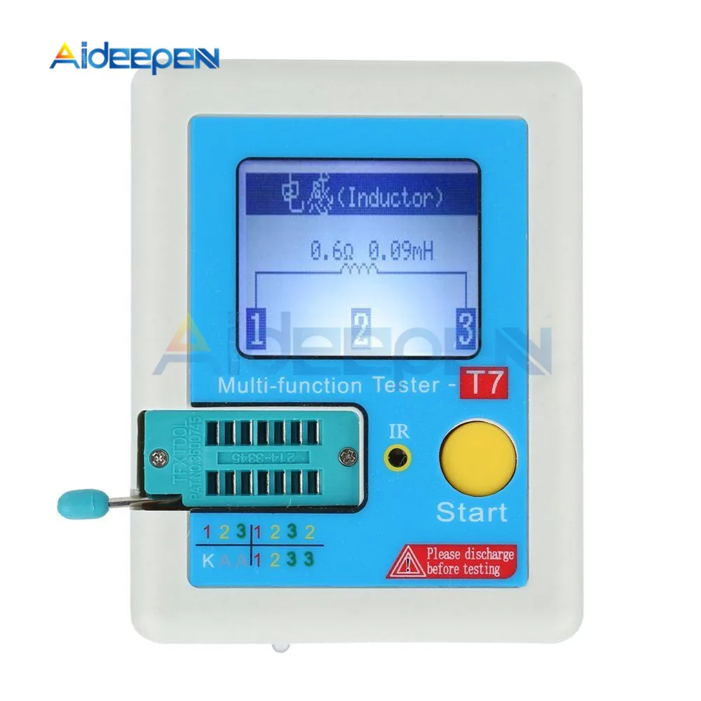 T7 Транзистор тестер TFT Диод Триод измеритель емкости LCR ESR метр NPN PNP MOSFET ИК Многофункциональный тестер мультиметр LCR-T7