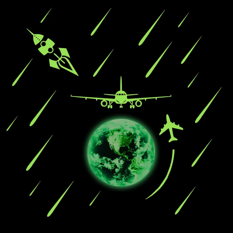 

Hot sale Luminous Cartoon Switch Sticker Glow in the Dark Fluorescent Cosmic meteor shower wall Sticker for Kids Room Home Decor