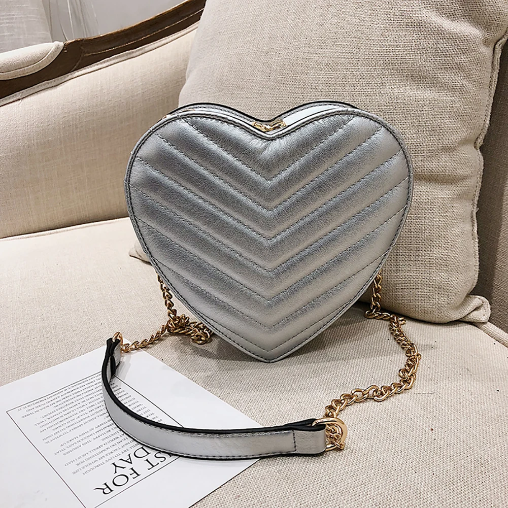 الأزياء القلب شكل النساء حقيبة كتف المعادن حزام حزب البسيطة الحقيبة رسول Crossbody حقائب للنساء حقيبة يد