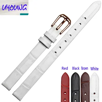 

UYONG 6mm 8mm 10mm Black New Ladies Design Durable Genuine Leather Deployment Bracelet Strap Watch Band