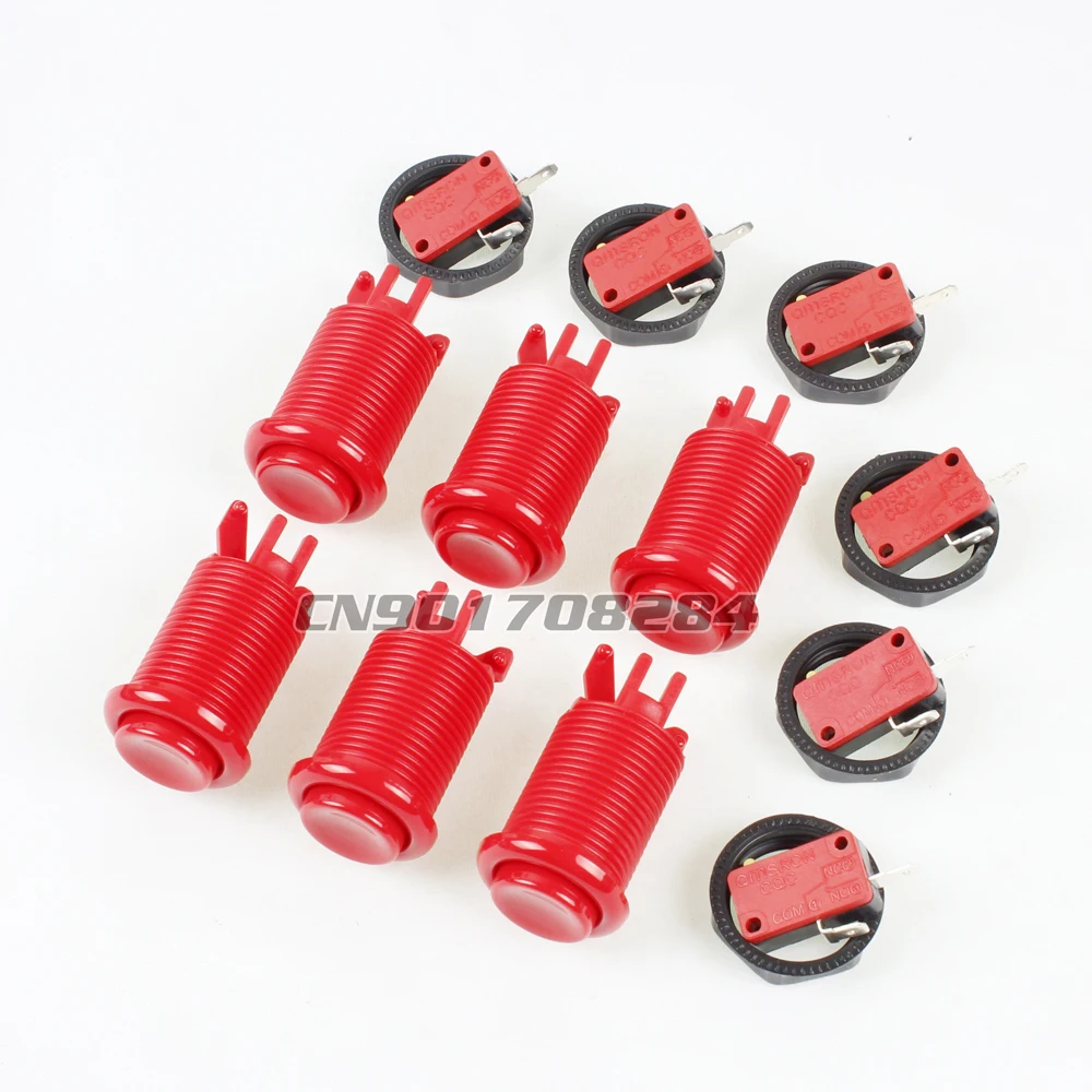 6X New Happ Tipo Pulsante Con Microinterruttore Per Arcade Pc Ps3 Xbox 360 Giochi Red Buttons