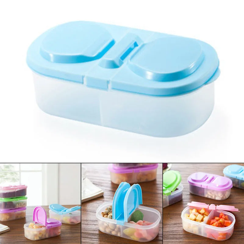 

1 Pcs Storage Box Case Container Double Compartment Durable Kitchen Food Cereal Grain Bean 2018ing