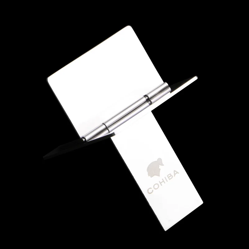 

COHIBA Silver High Quality All Stainless Steel Foldable Stand Showing Portable Cigar Ashtray Holder