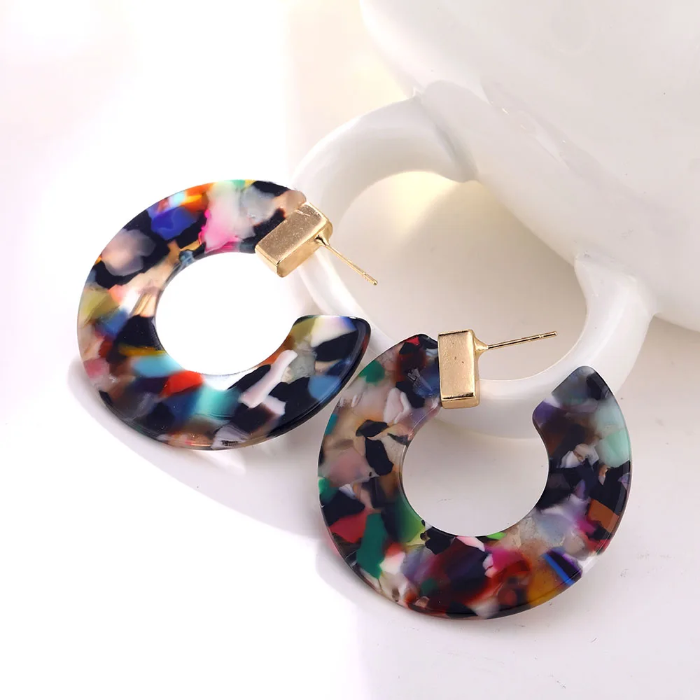 

2019 Fashion Leopard Grain Statement Earrings For Women Semicircle Resin Drop Earring Big Maxi Earrings Jewelry New Love Gift