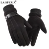 LA SPEZIA Men Gloves Winter Touch Screen Suede Gloves With Belt Navy Blue Casual Thermal Male Thick Leather Gloves Man Windproof ► Photo 3/6